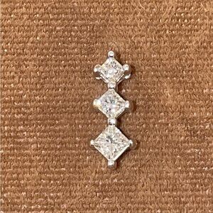 Solid Stamped 14K White Gold Natural Princess Cut Diamond Pendant for Necklace